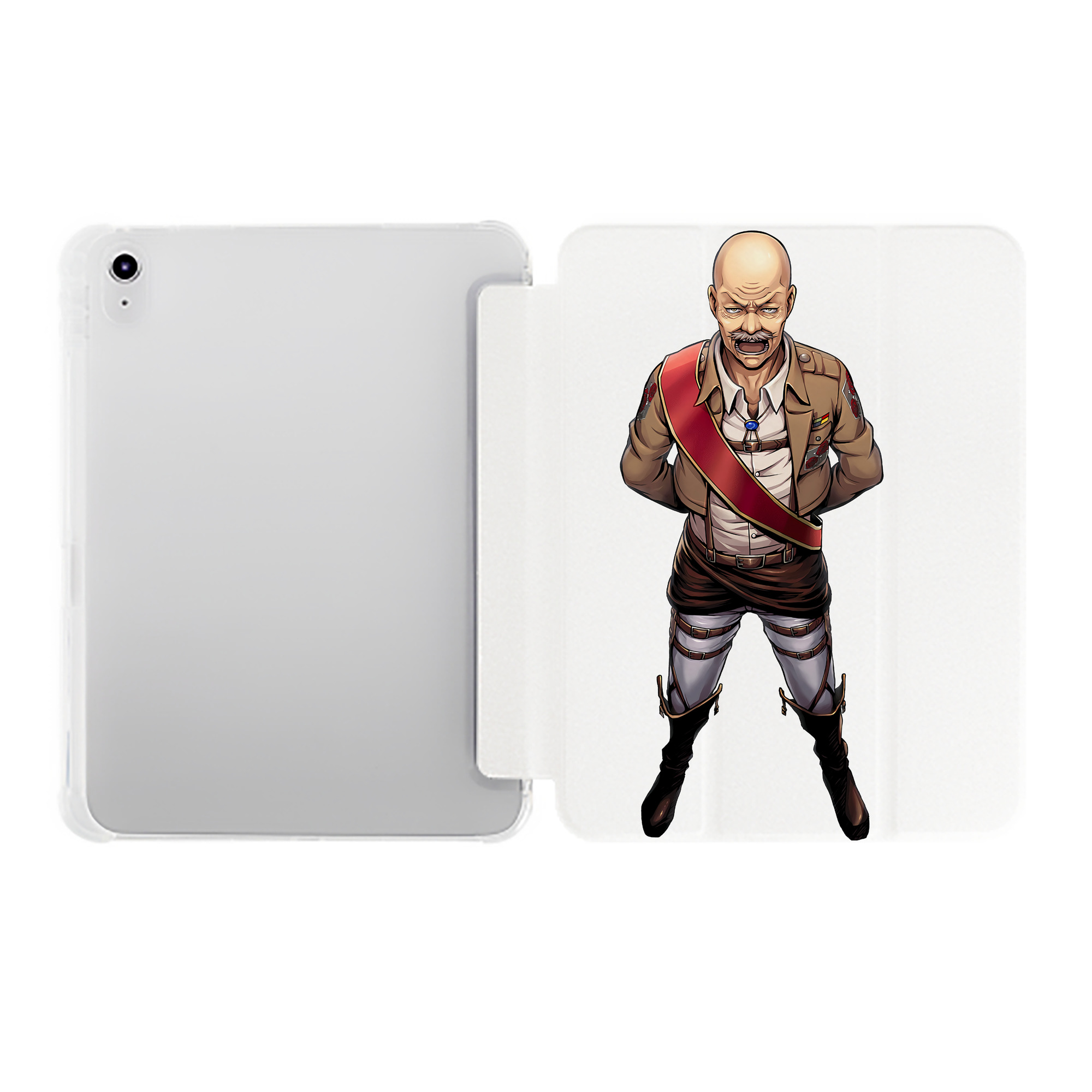 （画像用） 進撃の巨人 ドット·ピクシス Attack on Titan Dot Pixis IPad ケース ペン収納付き 三つ折りスタンド PUレザー×シリコン 対応機種9.5/10.5/10.9インチ